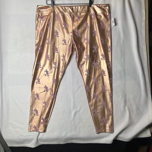 Disney Pants - New Disney Metallic Rose Gold Mickey Mouse Leggings w/Light Stretch Size 2X